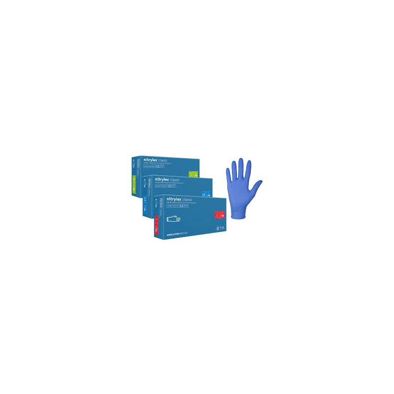 Rękawice nitrylowe, bezpudrowe , niebieskie (S,M,L,XL)
