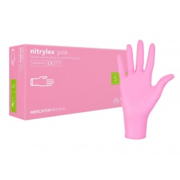 Rękawice nitrylowe, bezpudrowe , różowe (XS,S,M,) #1