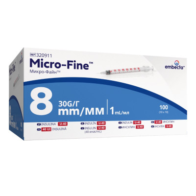 Strzykawki insulinowe BD Micro-Fine Plus 1ml U-40 30G x 8mm 10szt.