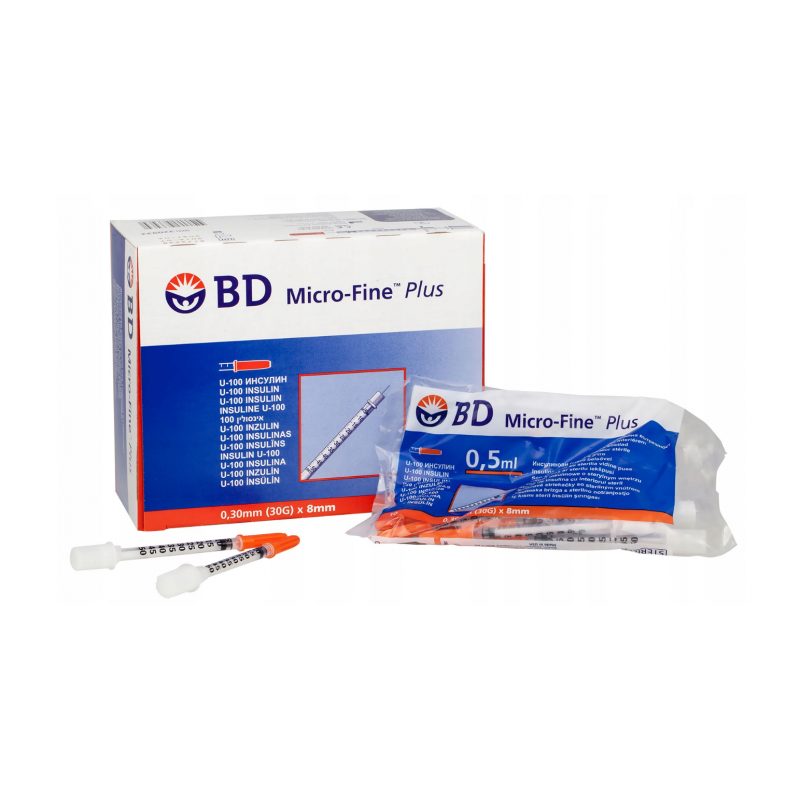 BD Micro-Fine strzykawki insulinowe U-100, 0,5 ml G30 x 8mm. 10szt.